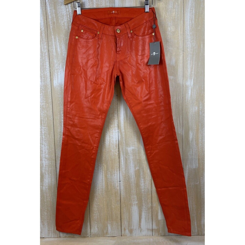 7 For All Mankind Skinny Women's Jeans Sz 28 Orange Jeans Pants Made in USA *NWT